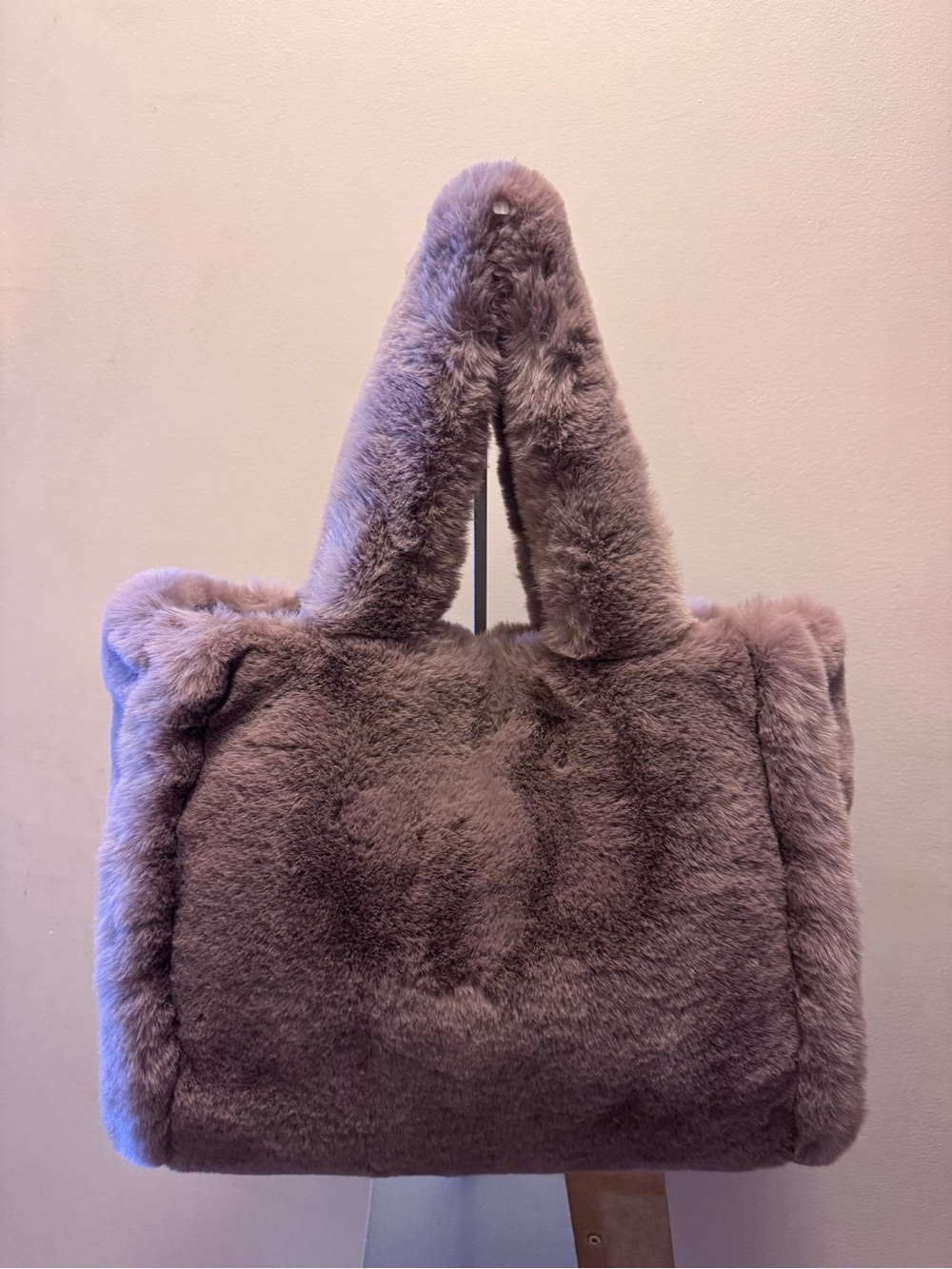 Lane Bryant Plush Faux Fur Tote in Mauve